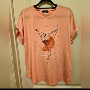 Ballet Dance Shirt Peach Color W Ballet Girl Front Size XL Mom Can Wear It